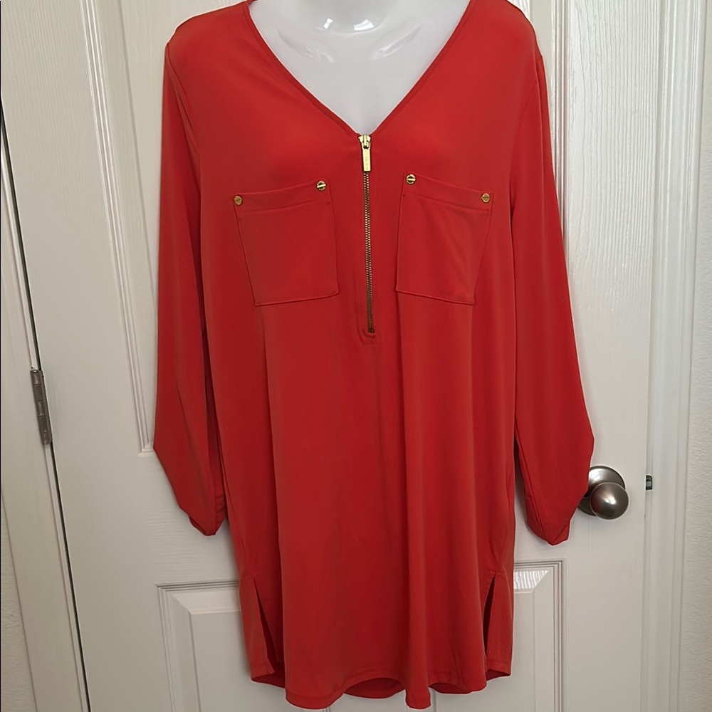 Michael Kors Orange 3/4 Sleeve Boxy Tunic